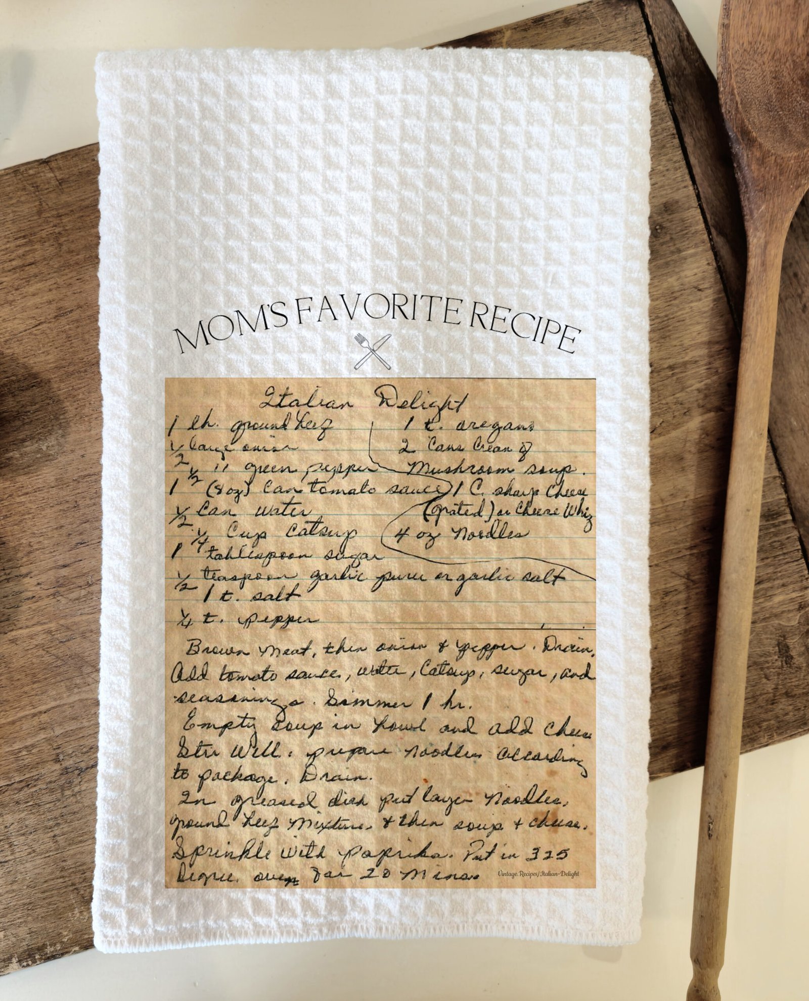 handwritten recipe towel as is 2