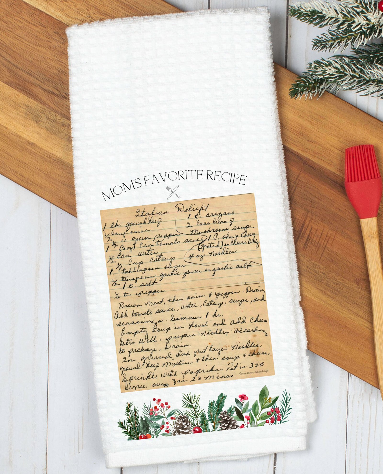 christmas handwritten recipe towel 2