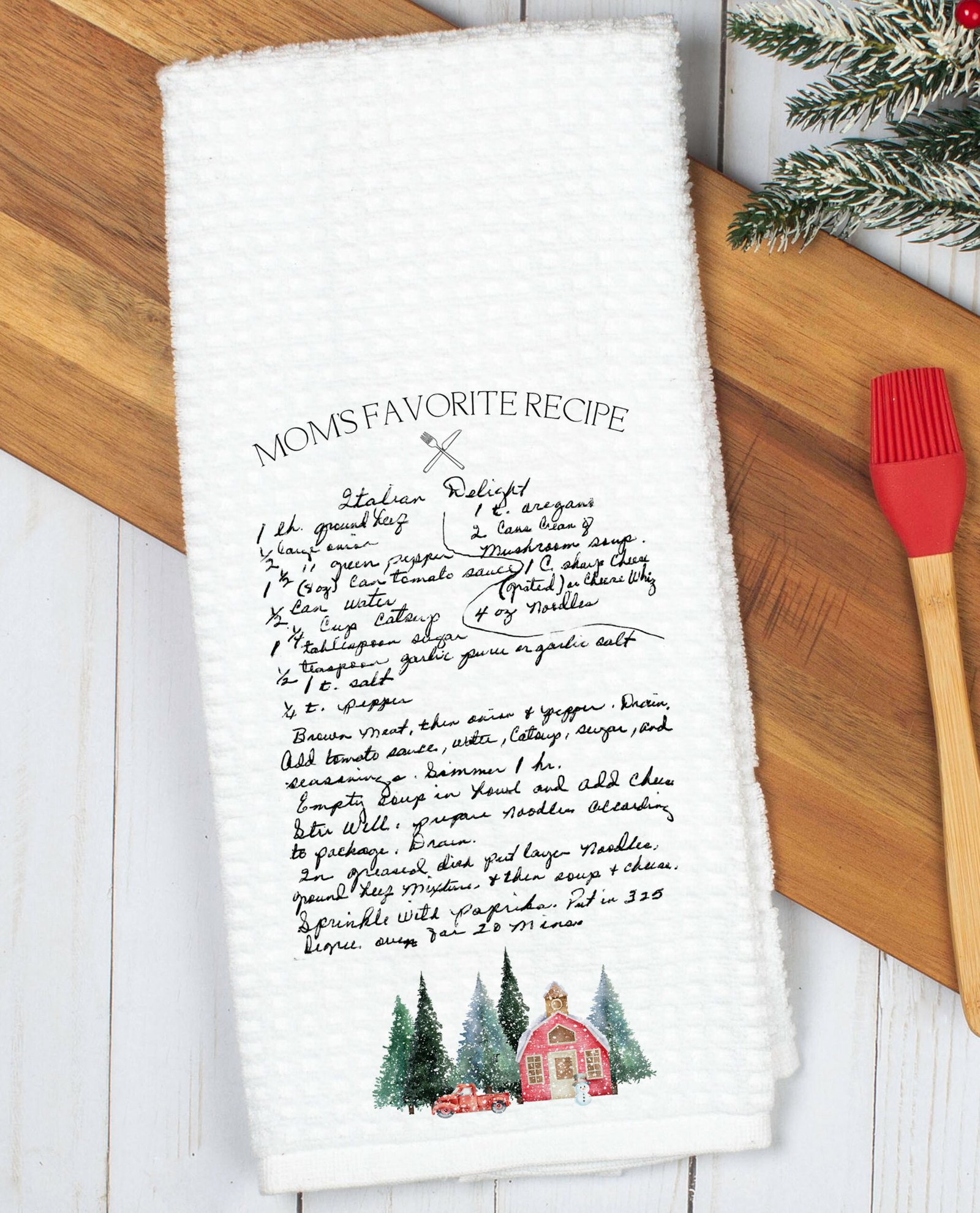 Christmas Handwritten Recipe Tea Towel Christmas Handwritten Recipe Tea Towel