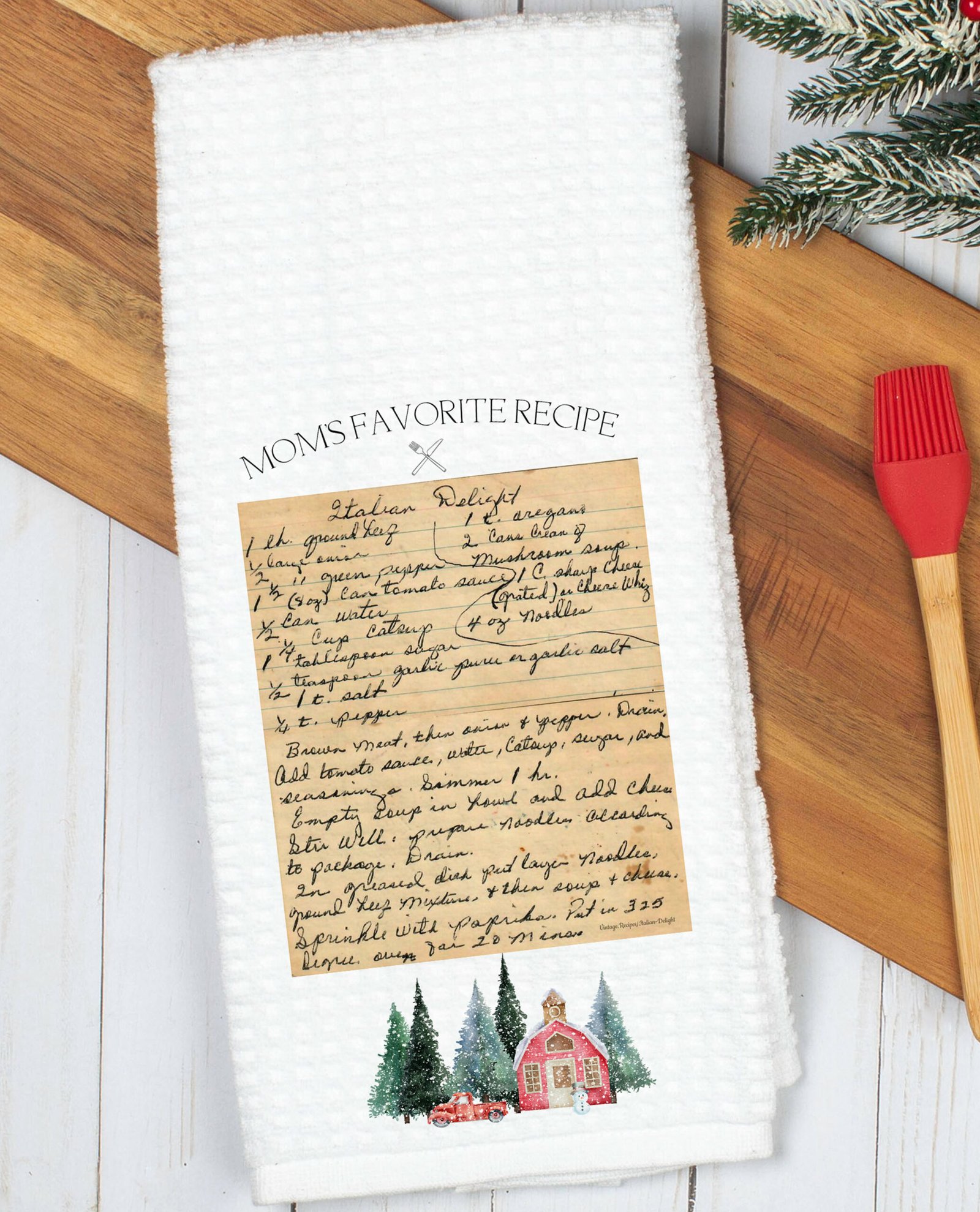 christmas handwritten towel