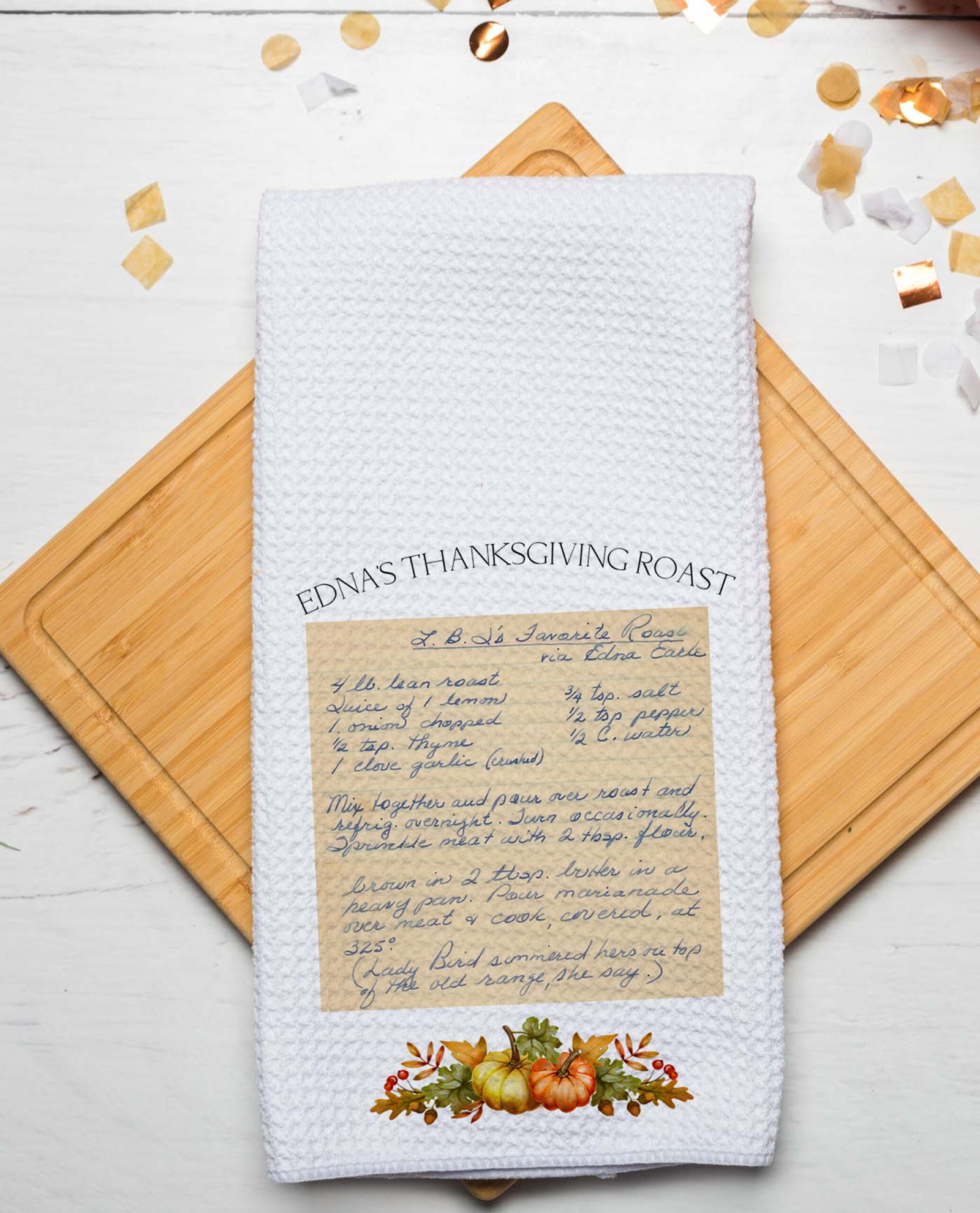 handwritten recipe towel 2
