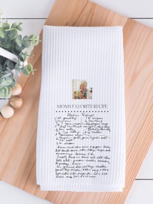 handwritten towel with photo