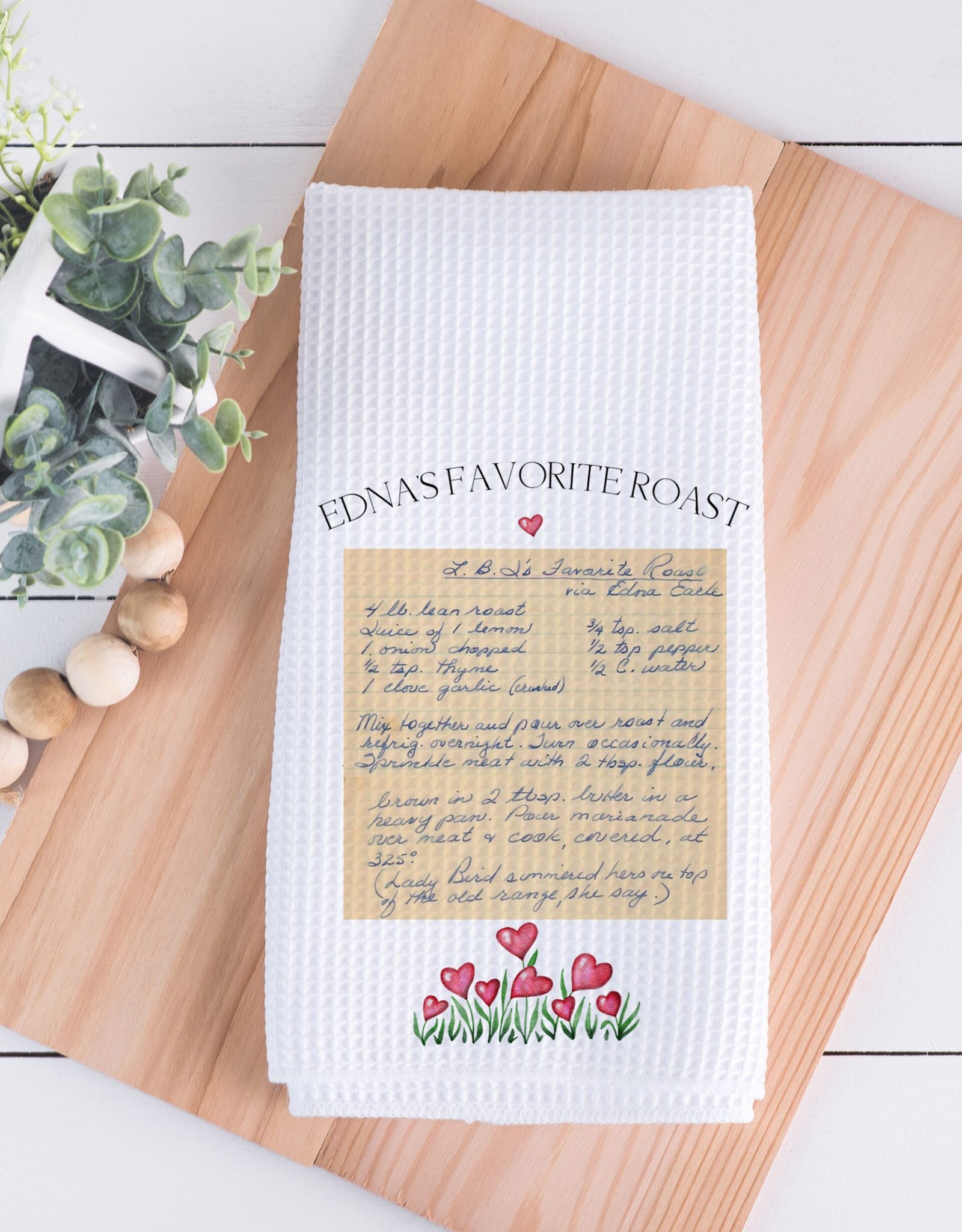 Recipe Towel With Hearts