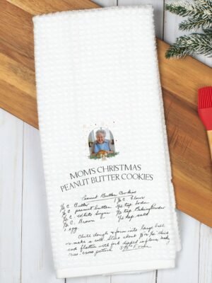 Christmas Handwritten Recipe Tea Towel With Photo
