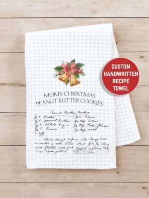 Christmas Bells Handwritten Recipe Towel
