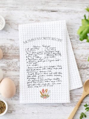 Personalized Recipe Tea Towel With Floral Utensils