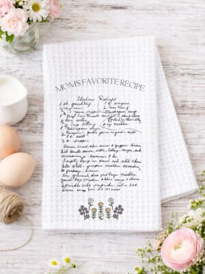 Handwritten Recipe Towel With Florals